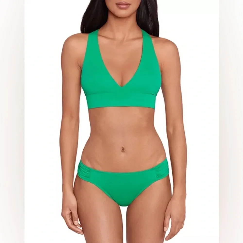 Lauren Ralph Lauren Twist Back Bikini Top in Green Size 8 New